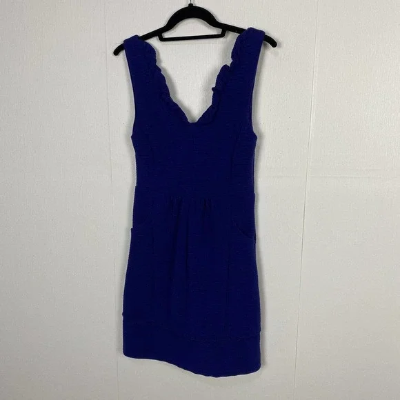 Anthropologie Maeve NWT Blue Ottoman Cocktail Dress Size Petite Small. - Picture 2 of 15